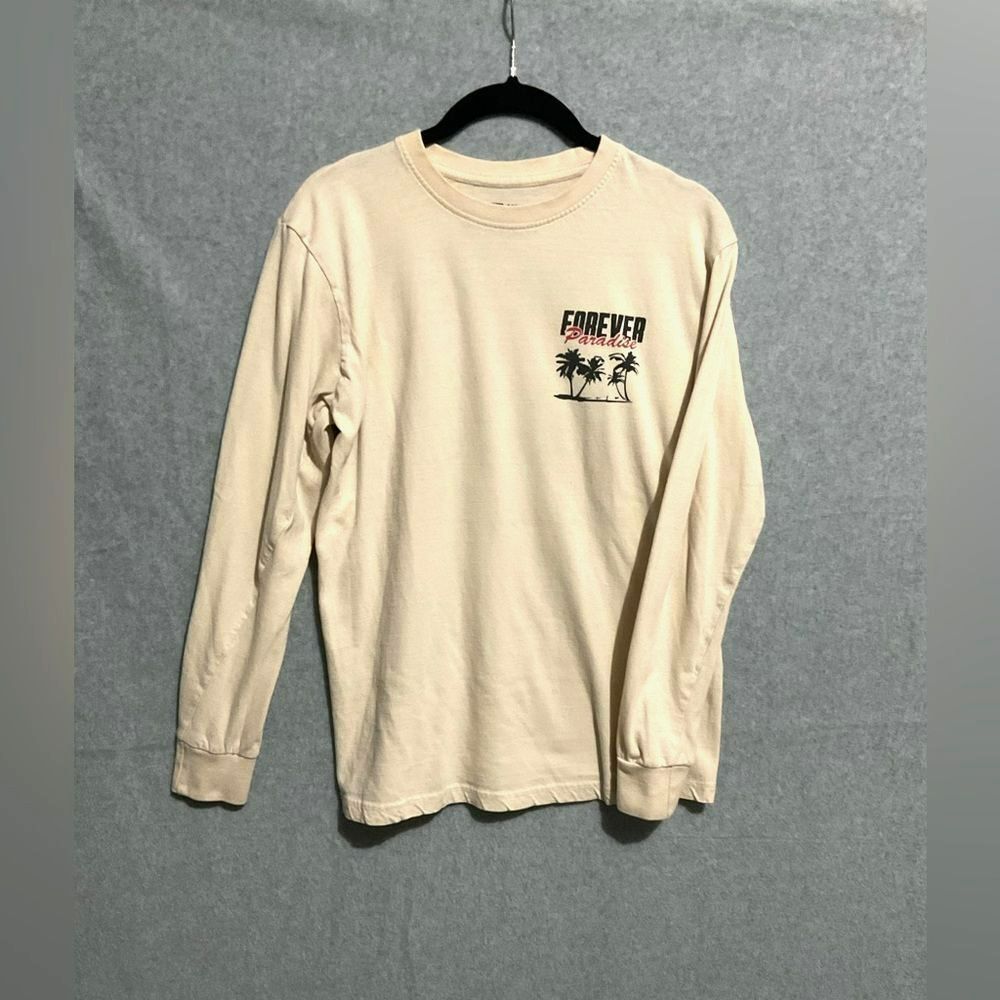 Young & Reckless "Forever Paradise" Long Sleeve Graphic Tee - Size Medium -Sand